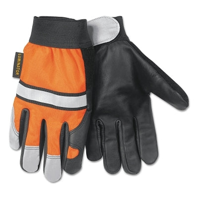 MCR Safety Luminator Multi-Task Gloves, Black/Silver/Orange, Medium (127-921M)