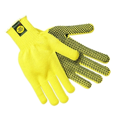 MCR Safety Kevlar Gloves, Large, Yellow, PVC Dots 1 Side (127-9365L)