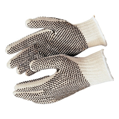 MCR Safety 9600 String Knit Gloves, Knit-Wrist, String Knit, Small, Brown;White (127-9660S)