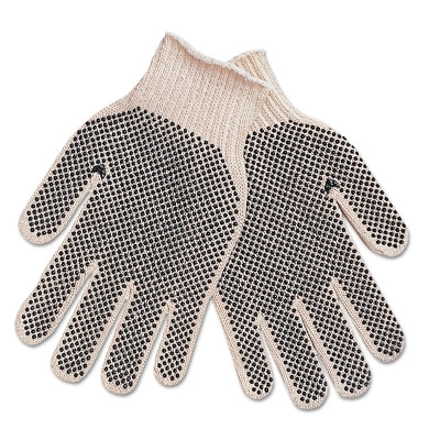 MCR Safety PVC Dot String Knit Gloves, Large, Natural/Blue PVC Blocks (127-9660LMB)