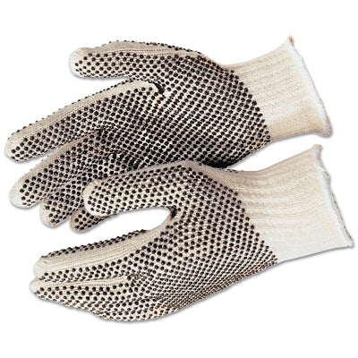 MCR Safety PVC Dot String Knit Gloves, X-Small, Natural, 2-Sided Dots (127-9660XSM)