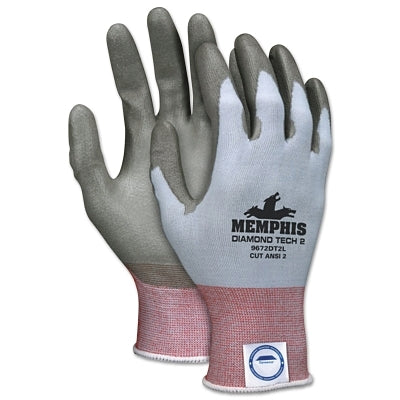 MCR Safety Diamond Tech 2 Gloves, Large, Gray/Light Blue (127-9672DT2L)