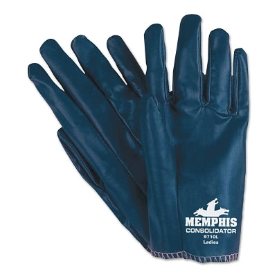 MCR Safety Consolidator Nitrile Gloves, Slip-On, Cotton Interlock, Womens-Small, Blue (127-9710S)