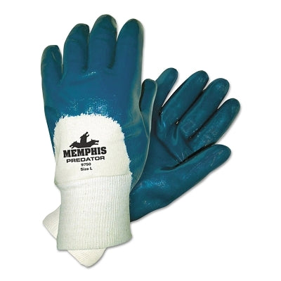 MCR Safety Predator® Nitrile Coated Gloves, Large, Blue, Dipped, Palm Coated, Supported (127-9750)