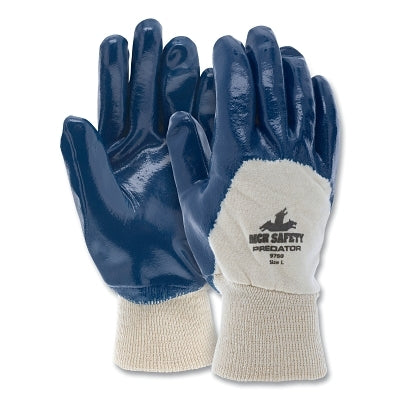 MCR Safety Predator® Nitrile Coated Gloves, Small, Blue, Smooth, Palm/Knuckle Coated (127-9760S)
