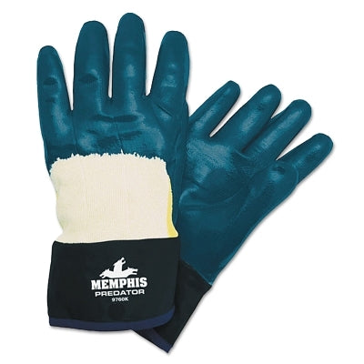 MCR Safety Predator® Nitrile Coated Gloves, Large, Blue, Smooth, Palm/Knuckle, Nitrile Cuff (127-9760K)