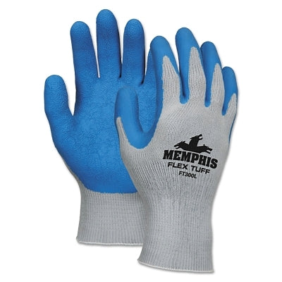 MCR Safety Flex Tuff® Latex Dipped Gloves, Large, Blue/Gray (127-FT300L)
