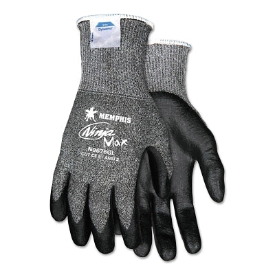 MCR Safety Ninja® Max Bi-Polymer Coated Palm Gloves, Medium, Black/Gray (127-N9676GM)