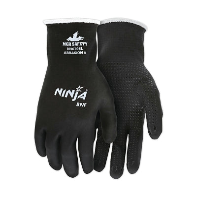 MCR Safety Ninja BNF Gloves, Medium, Gray, 9 1/2 in, Work (127-N96795M)