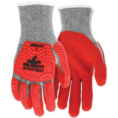 MCR Safety UT1954 UltraTech™ A5/Impact Level 1 Mechanics Knit Glove, X-Large, Salt/Pepper; Red (127-UT1954XL)