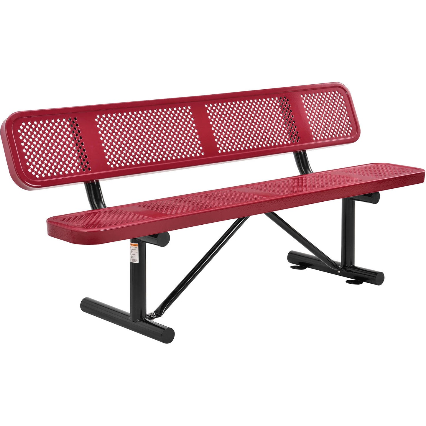 Global Industrial 6' Outdoor Steel Picnic Bench w/ Backrest, Perforated Metal, Red (WB694557RD)