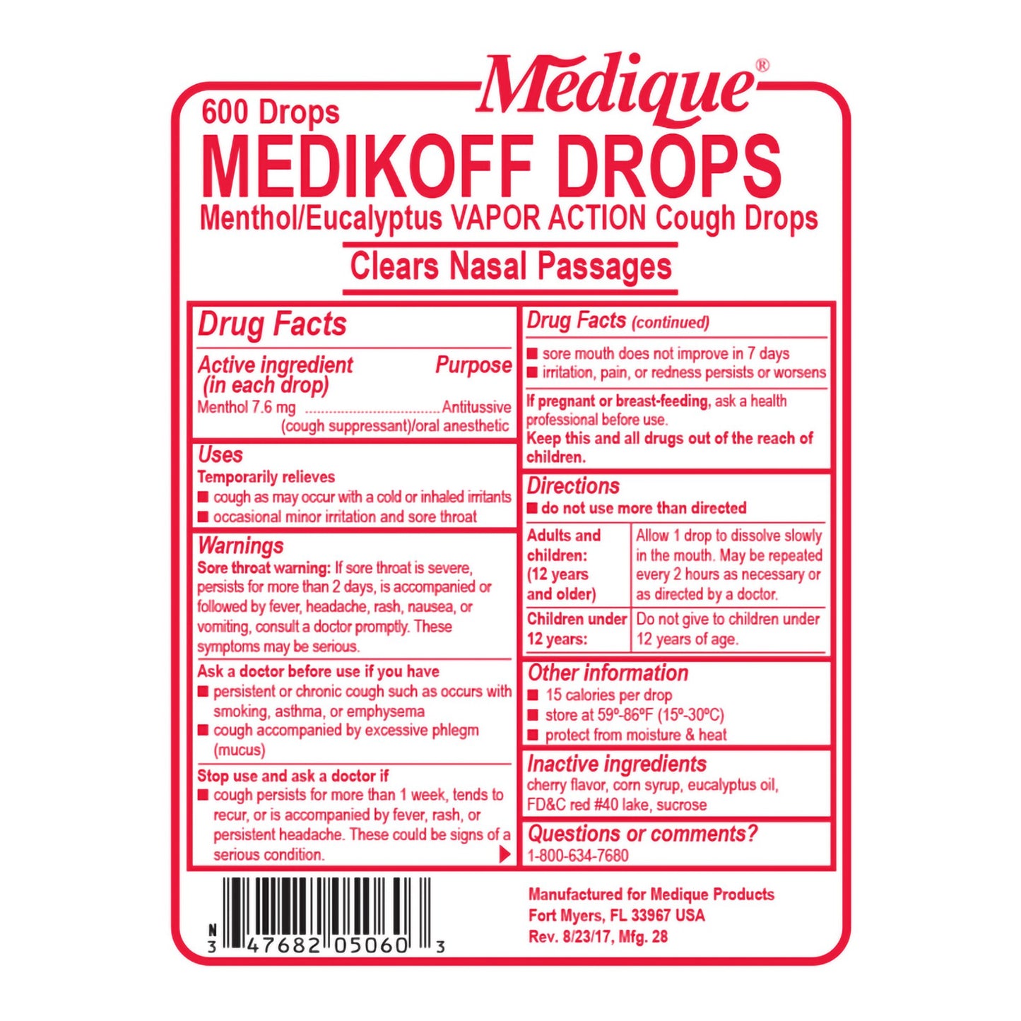 Medikoff® Cold and Cough Relief 7.6 mg Strength Lozenge 600 per Jar (1240406_BX)