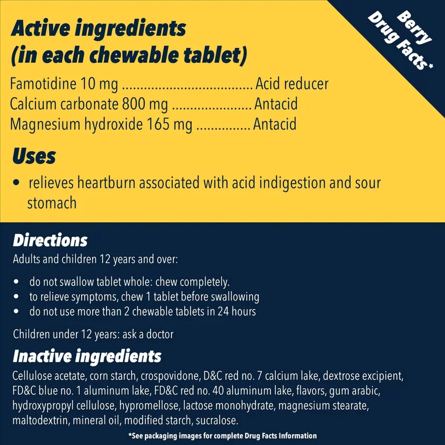 Pepcid® Complete Antacid 800 mg - 165 mg - 10 mg Strength Chewable Tablet 25 per Bottle (1228794_BT)