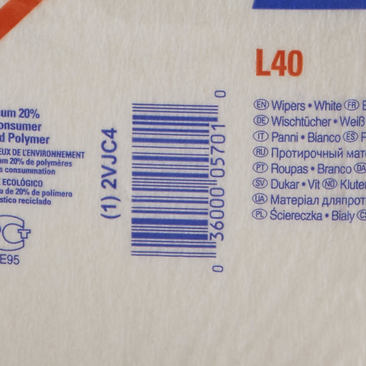 WypAll® L40 Task Wipe Light Duty 56 Count Poly Pack 12 X 12-1/2 Inch NonSterile Disposable (491460_PK)