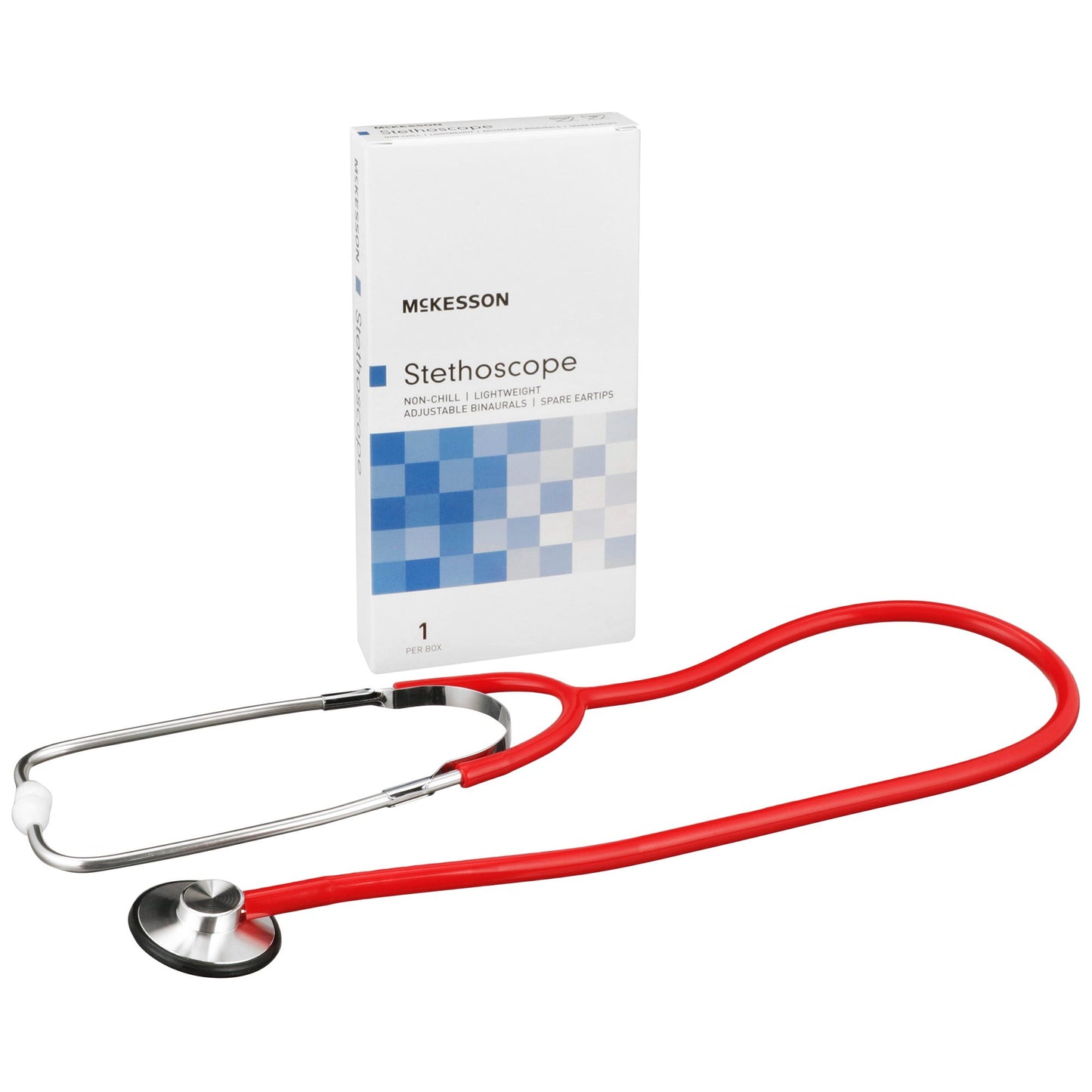 McKesson General Exam Stethoscope Red 1-Tube 21 Inch Tube Single Sided Chestpiece (363739_EA)