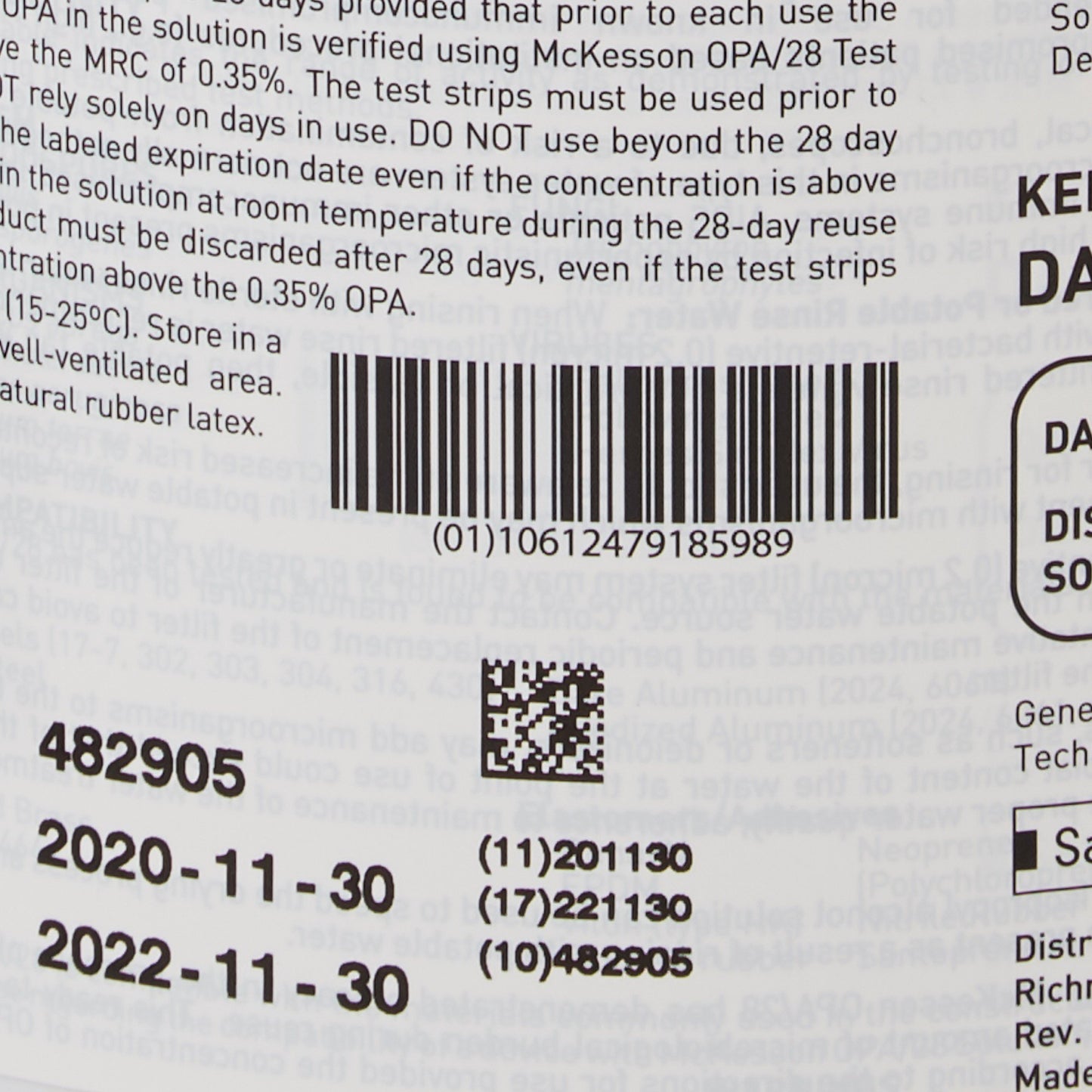 McKesson OPA/28 OPA High-Level Disinfectant RTU Liquid 1 gal. Jug Reusable (852217_CS)