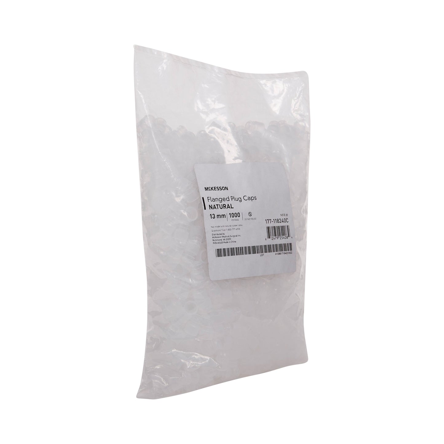 McKesson Tube Closure Polyethylene Flanged Plug Cap Natural 13 mm For Use with 13 mm Blood Drawing Tubes, Glass Test Tubes, Plastic Culture Tubes NonSterile (1175278_CS)