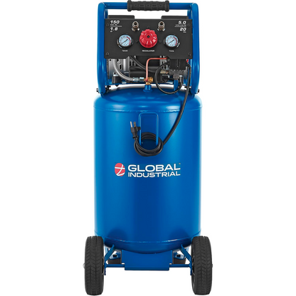 Global Industrial Portable Quiet Electric Air Compressor, 1.8 HP, 20 Gal, 5.0 CFM, Oil-Free (WB133754)