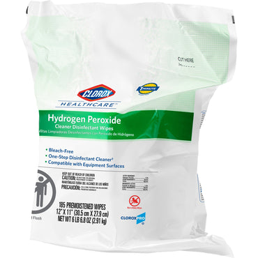 Clorox Healthcare® Surface Disinfectant Cleaner Premoistened Hydrogen Peroxide Based Manual Pull Wipe 185 Count Pouch Unscented NonSterile (800194_CT)