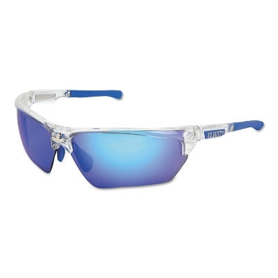 MCR Safety Dominator® DM3 Safety Glasses, Polycarbonate Blue Diamond Mirror Lens, Duramass®, Clear Polycarbonate/Blue TPR (135-DM1328B)