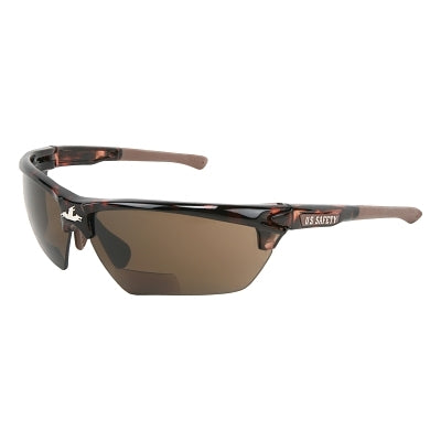 MCR Safety Dominator® DM3 Safety Glasses, Polycarbonate Brown Lens, MAX6®, Tortoiseshell Polycarbonate/Brown TPR, 2.0 Diopter (135-DM13H20BPF)