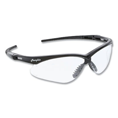MCR Safety Memphis MP1 Safety Glasses, Clear, Polycarbonate Lens, UV-AF® Anti-Fog Coating, Black Frame/Temple (135-MP110AF)
