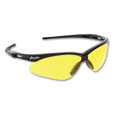 MCR Safety Memphis MP1 Safety Glasses, Amber Yellow, Polycarbonate Lens, Duramass® Scratch Resistant Coating, Black Frame/Temple (135-MP114)