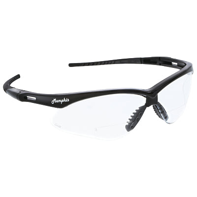 MCR Safety Memphis MP1 Safety Glasses, Clear, Polycarbonate Lens, Duramass® Scratch Resistant Coating, Black Frame/Temple, 1.5 Diopter (135-MPH15)