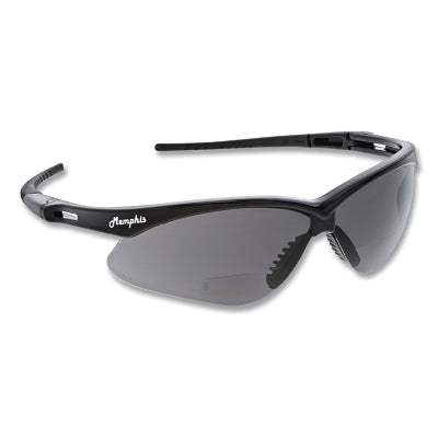 MCR Safety Memphis MP1 Safety Glasses, Gray, Polycarbonate Lens, Duramass® Scratch Resistant Coating, Black Frame/Temple, 2.0 Diopter (135-MPH20G)