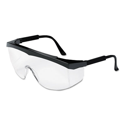 Crews Stratos Spectacles, Clear Lens, Polycarbonate, Uncoated, Black Frame, Nylon (135-SS010)