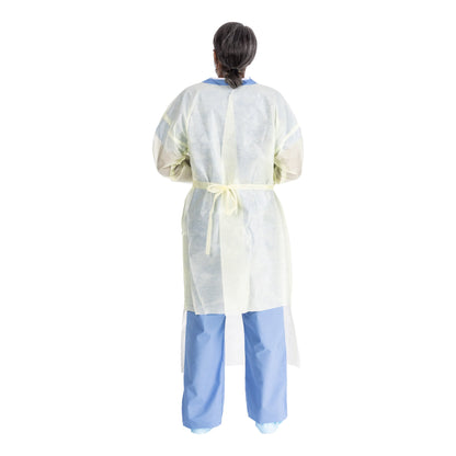 Halyard Basics Protective Procedure Gown Large Yellow NonSterile AAMI Level 2 Disposable (1204460_BG)