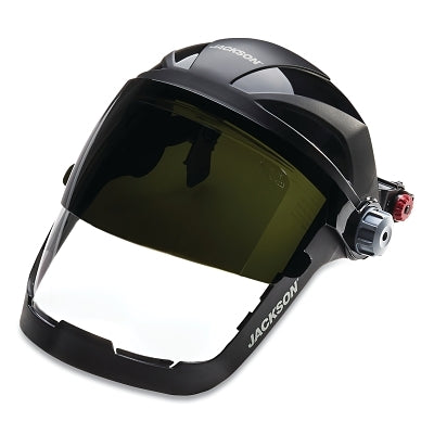 SureWerx® QUAD 500™ Premium Multi-Purpose Face Shield, Slotted Hard Hat Univ Adapter, AF/Clear/Shade 8 IR, 9 in H x 12-1/4 in W (138-14238)
