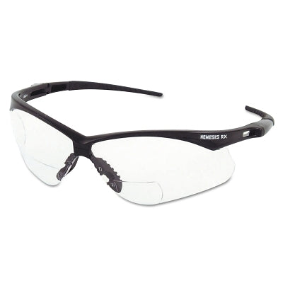 Kimberly-Clark V60 Nemesis™ Rx Readers Prescription Safety Glasses, Clear, Polycarbonate Scratch-Resistant Lens, Black Frame/Temples, +2.0 (412-28624)