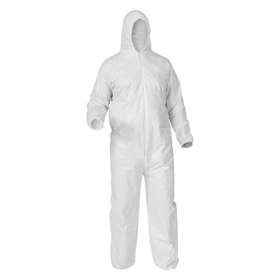Ansell A35 Economy Liquid and Particle Protection Coveralls, Zipper Front/Elastic Wrists/Ankles/Hood, White, 4XL (412-38943)