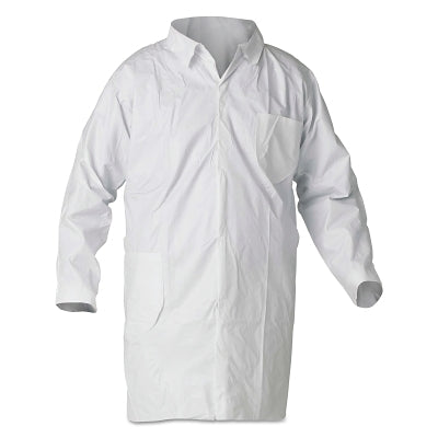Ansell A40 Liquid and Particle Protection Lab Coat, X-Large, Microporous Film Laminate, White, No Pockets (412-44444)