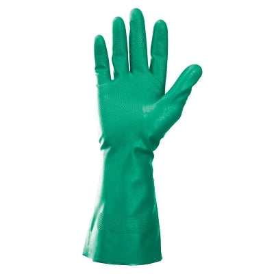 Ansell G80 Nitrile Chemical Resistant Gloves, Gauntlet Cuff, Flock, Large, Green (412-94447)