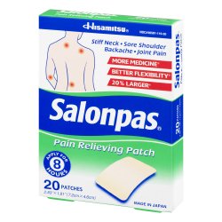 Salonpas® Topical Pain Relief 3.1% - 6% - 10% Strength Camphor / Menthol / Methyl Salicylate Patch 20 per Box (1017478_CT)