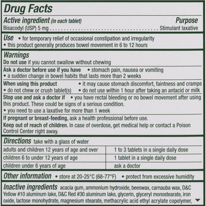 Dulcolax® Laxative Tablet 25 per Box 5 mg Strength Bisacodyl USP (853012_BX)