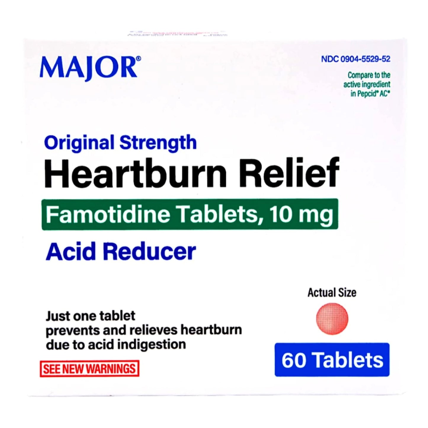 Major® Antacid 10 mg Strength Tablet 60 per Box (1103614_BT)