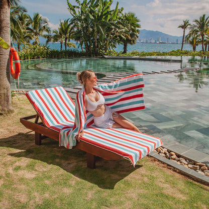 Hospeco® Cabo Cabana Chaise Cover 30x85 Red/Blue, Pack of 2 (CC-CABOCABANA-OR/BL)