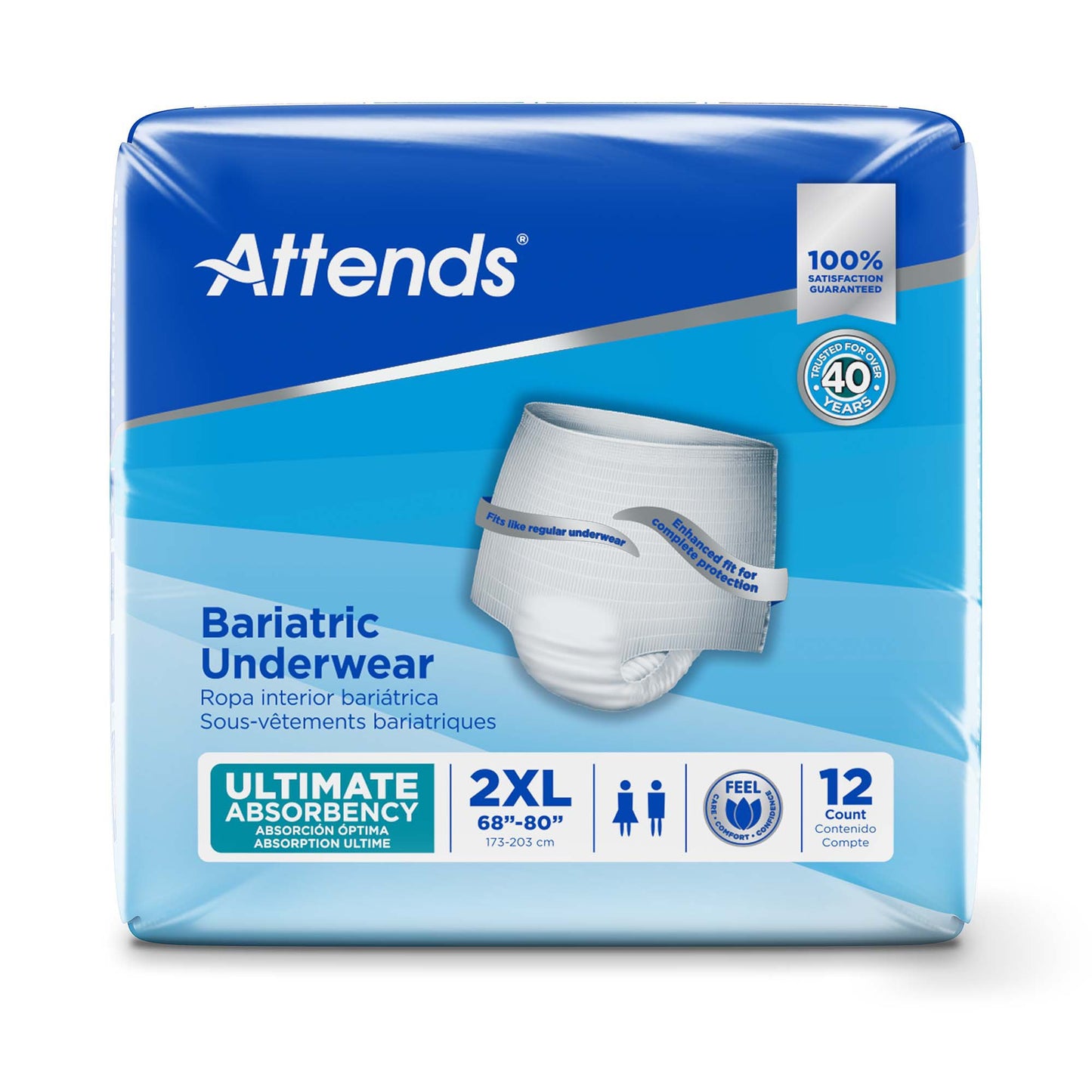 Attends® Bariatric Unisex Adult Absorbent Underwear Pull On with Tear Away Seams 2X-Large Disposable Heavy Absorbency (950228_CS)