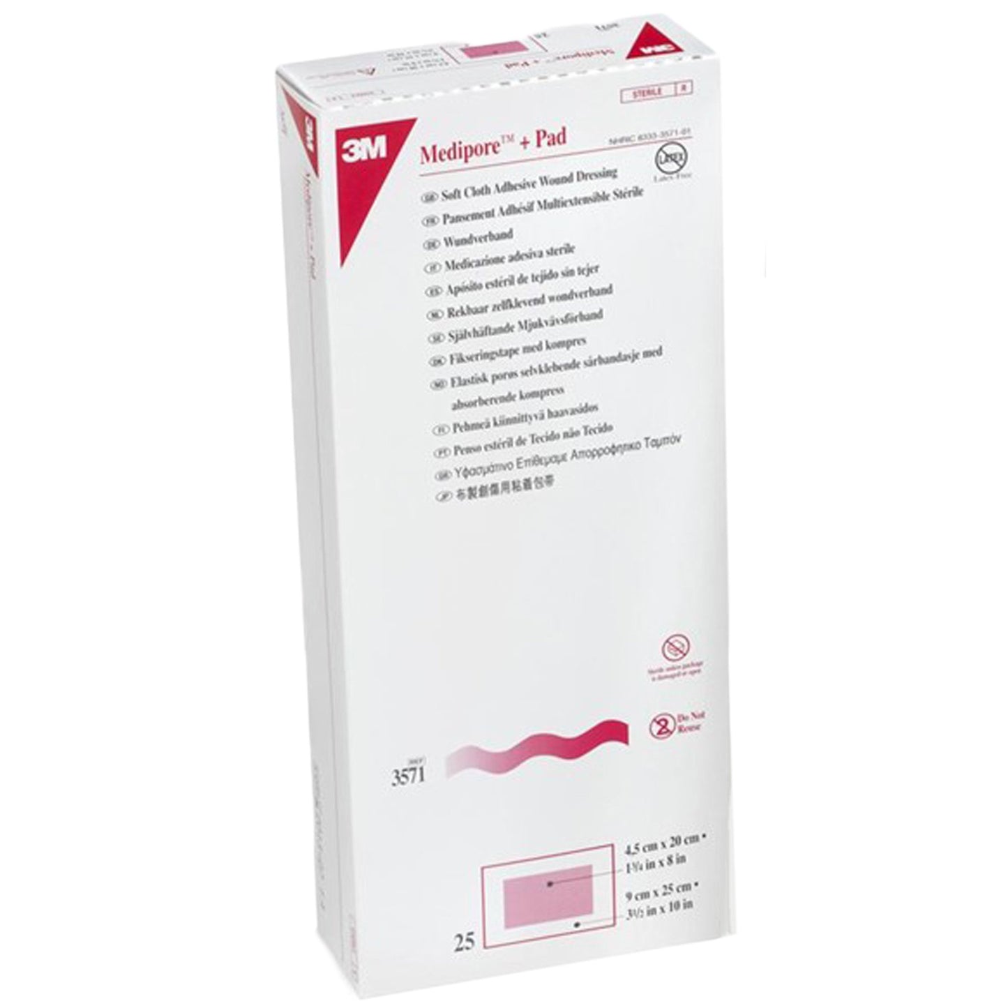 3M™ Medipore™ Composite Dressing 3-1/2 X 10 Inch Rectangle Sterile Nonwoven Backing (324096_BX)