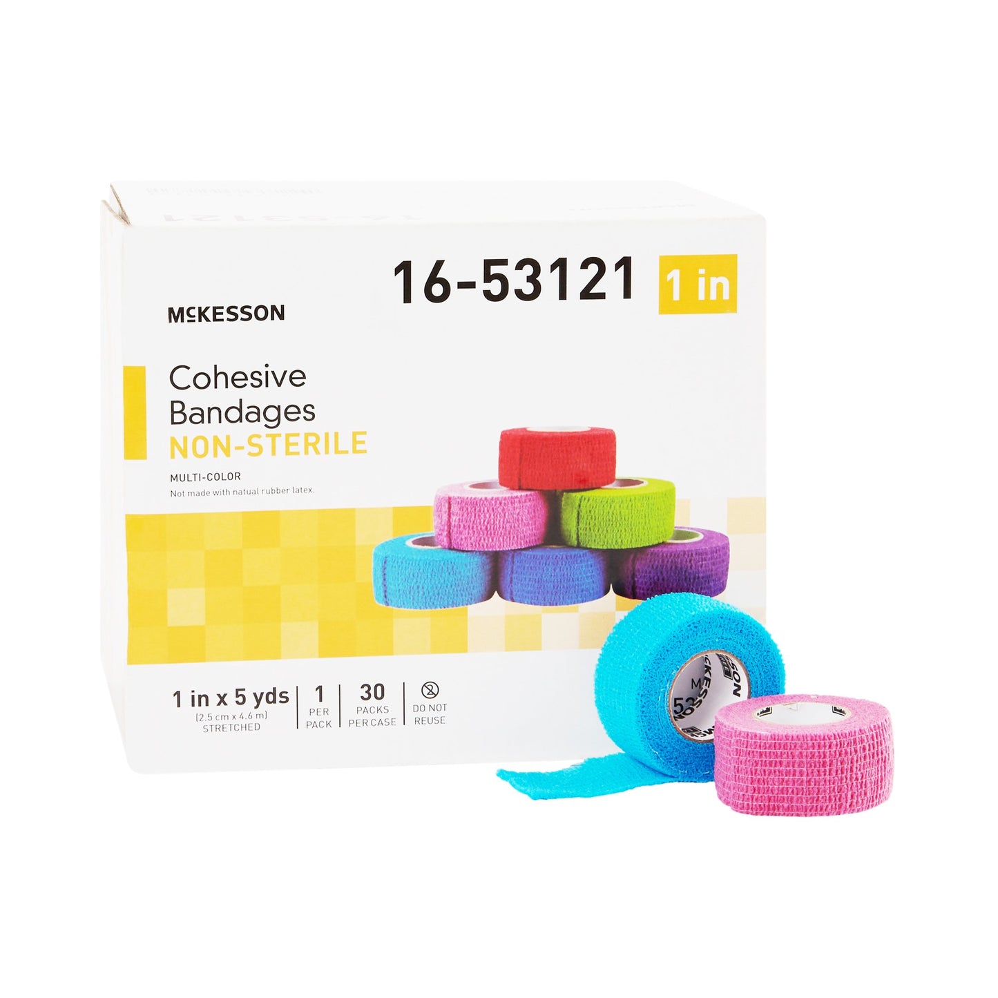 McKesson Cohesive Bandage 1 Inch X 5 Yard Self-Adherent Closure Purple / Pink / Green / Light Blue / Royal Blue / Red NonSterile Standard Compression (1032956_CS)