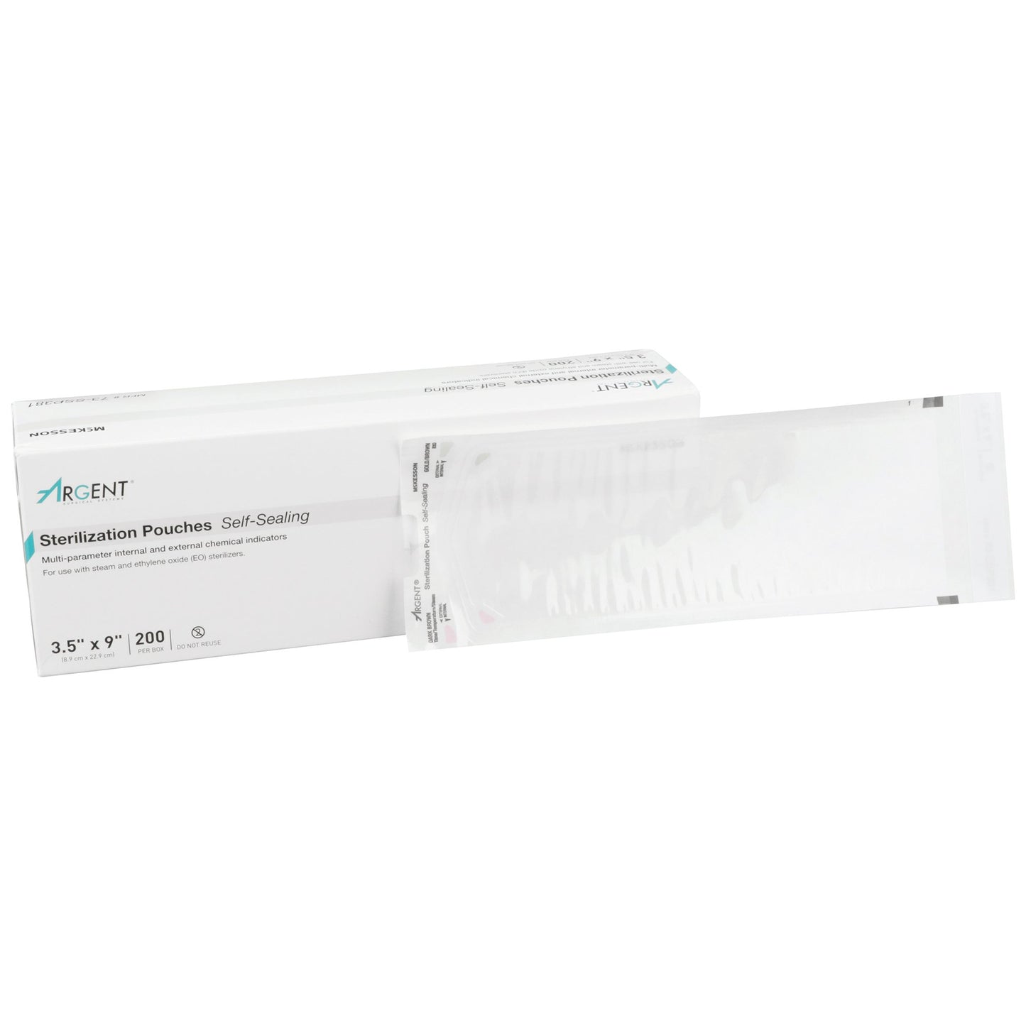 McKesson Argent™ Sure-Check® Sterilization Pouch Ethylene Oxide (EO) Gas / Steam 3-1/2 X 9 Inch Transparent / Blue Self Seal Paper / Film (527134_CS)