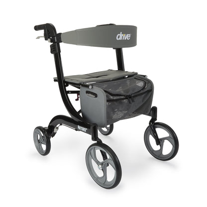 drive™ Nitro 4 Wheel Rollator Black Adjustable Height / Folding Aluminum Frame (876606_EA)