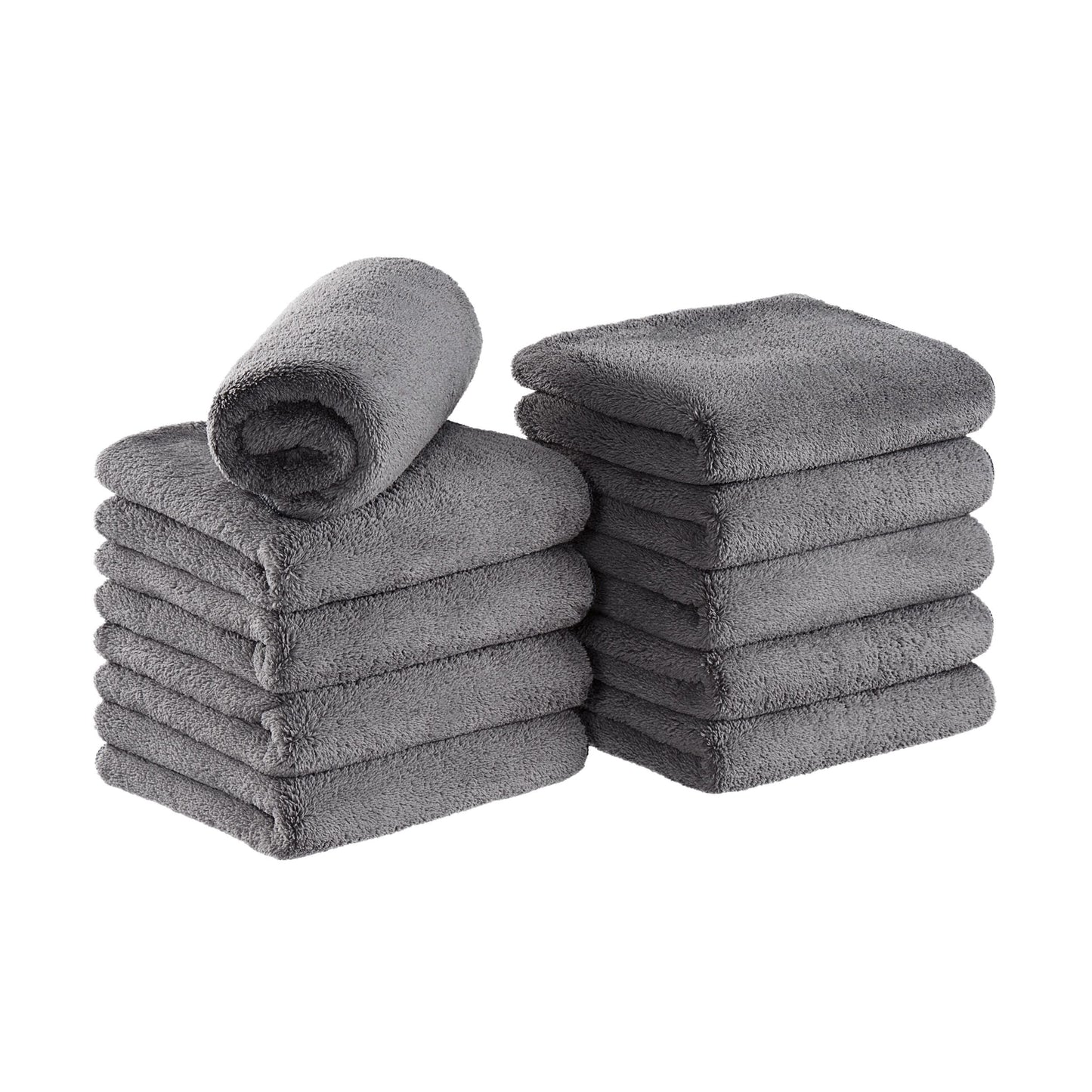 Arkwright Home Bck2U Coral Fleece Salon Towel 16x27 Grey (10/Pack) (PNP915117GY)