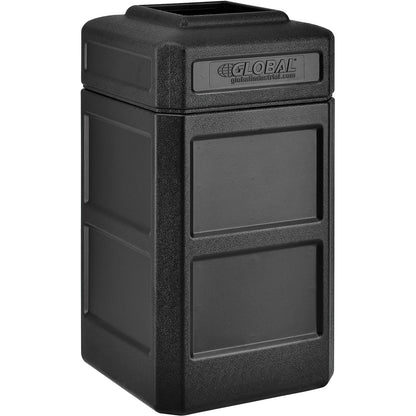Global Industrial Square Plastic Waste Receptacle With Flat Lid, 42 Gallon, Black (WB641413BK)