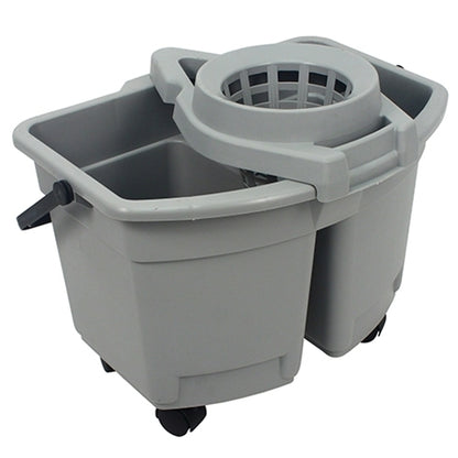 Impact® 15 Quart Plastic Divided Pail with Wringer, Gray, 4/Case (IMP142)