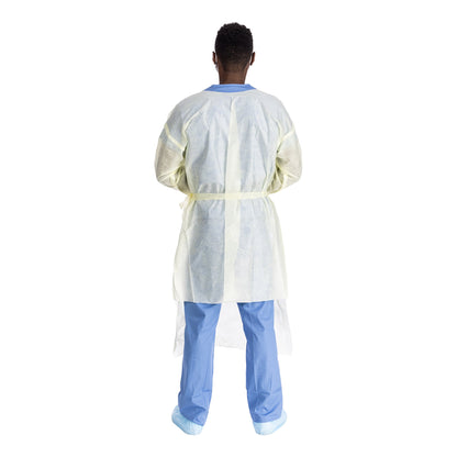 Halyard Basics Protective Procedure Gown Large Yellow NonSterile AAMI Level 2 Disposable (1204460_BG)