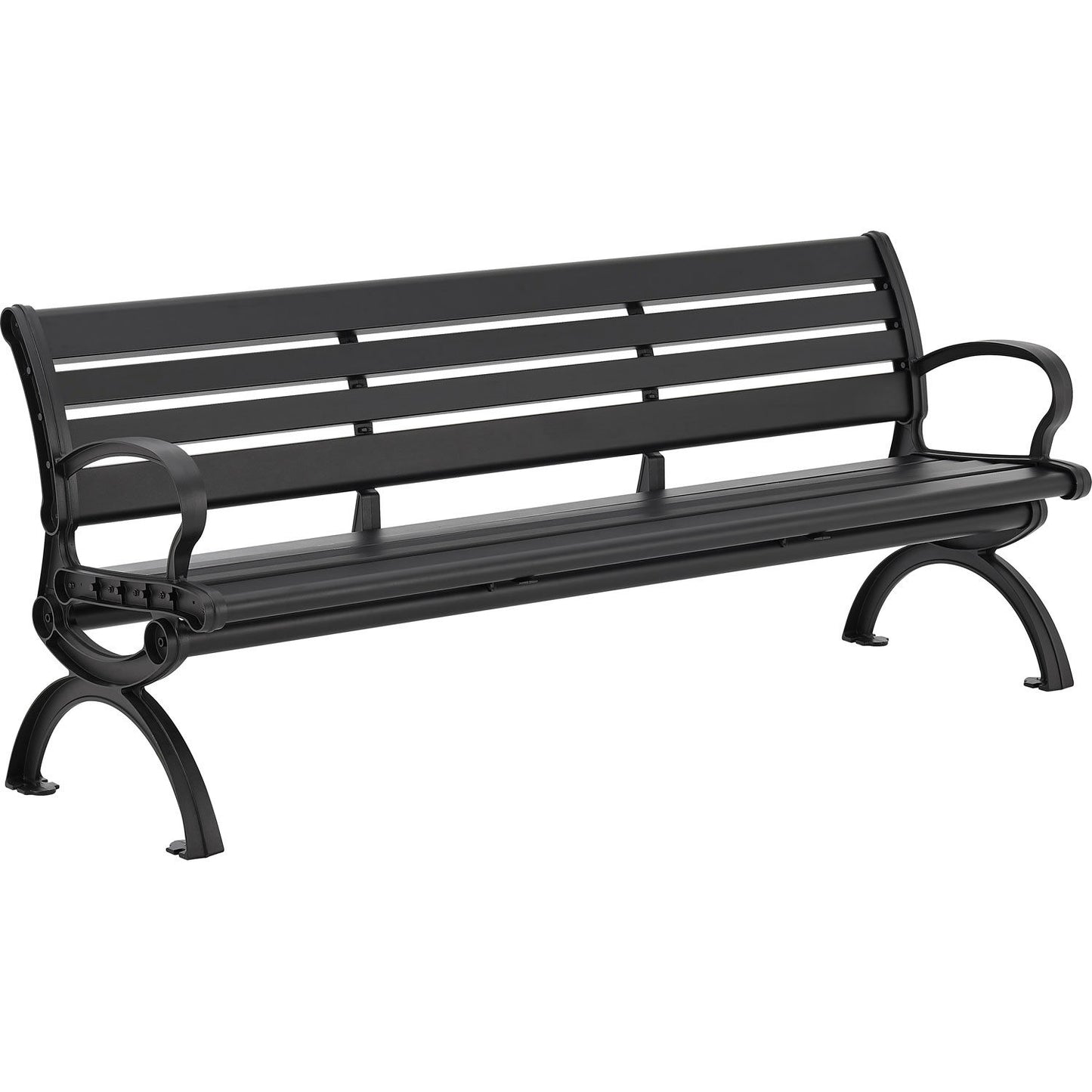 Global Industrial 6' Aluminum Park Bench w/ Backrest, Black (WB436978BK)